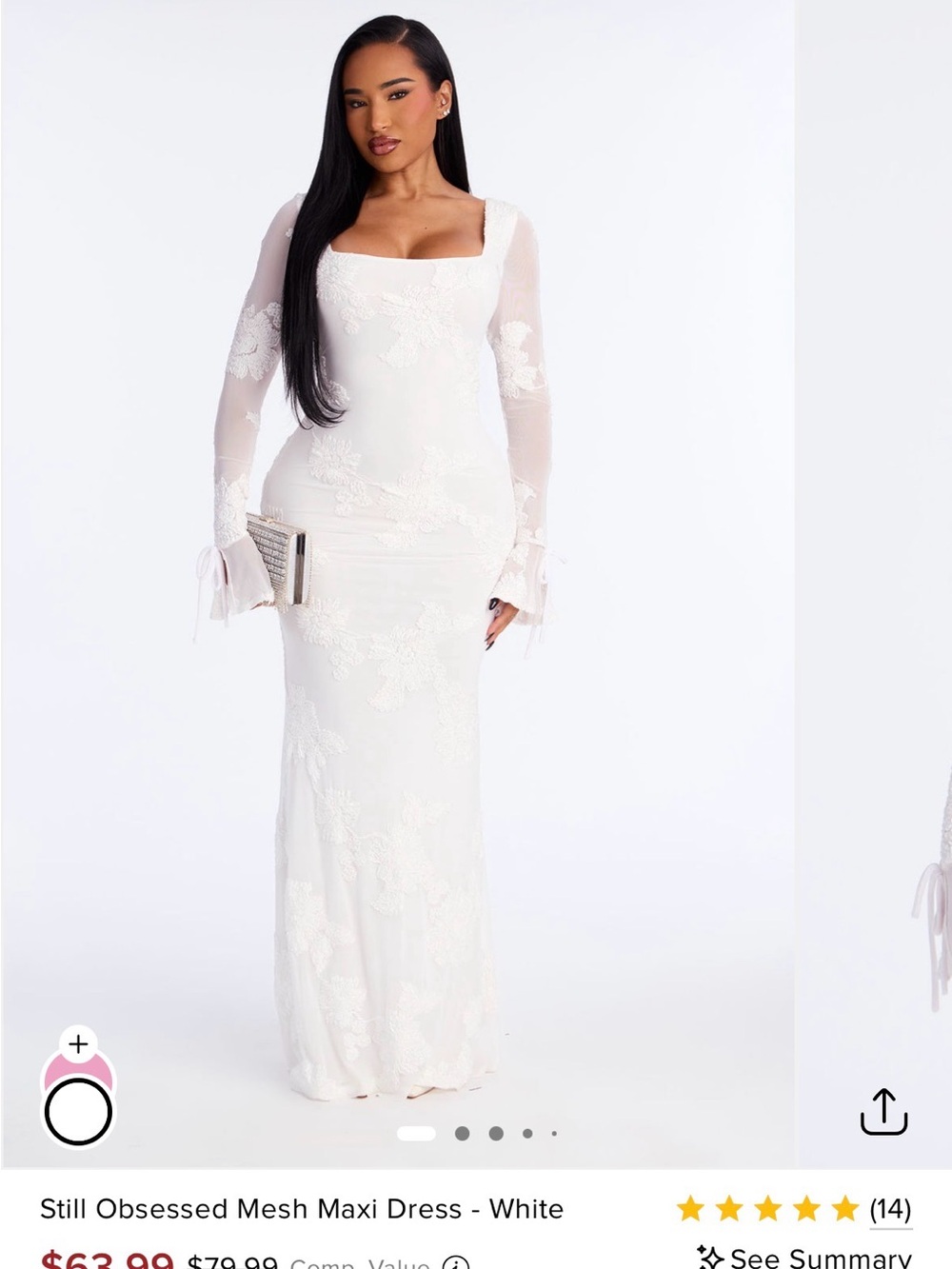 Fashion Nova White Long Sleeve Maxi Dress - Engagement / Bridal / Wedding